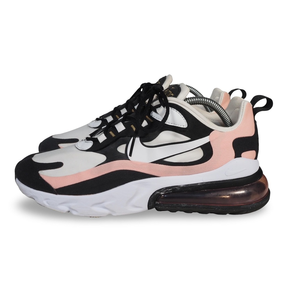 Nike Air Max 270 React Women's 11 Running Shoes Black White Coral AT6174-005 - Picture 2 of 12